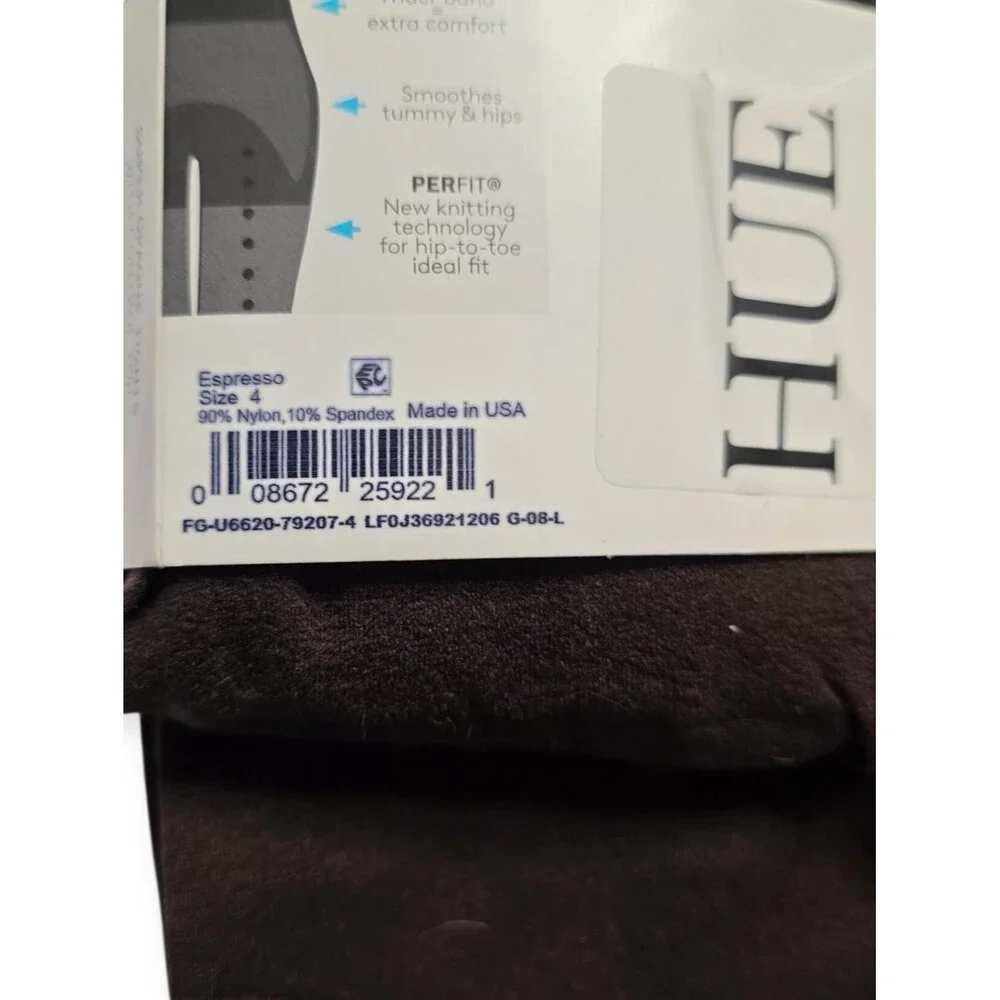 HUE Super Opaque Espresso Tights Size 4 Control Top 90 Denier